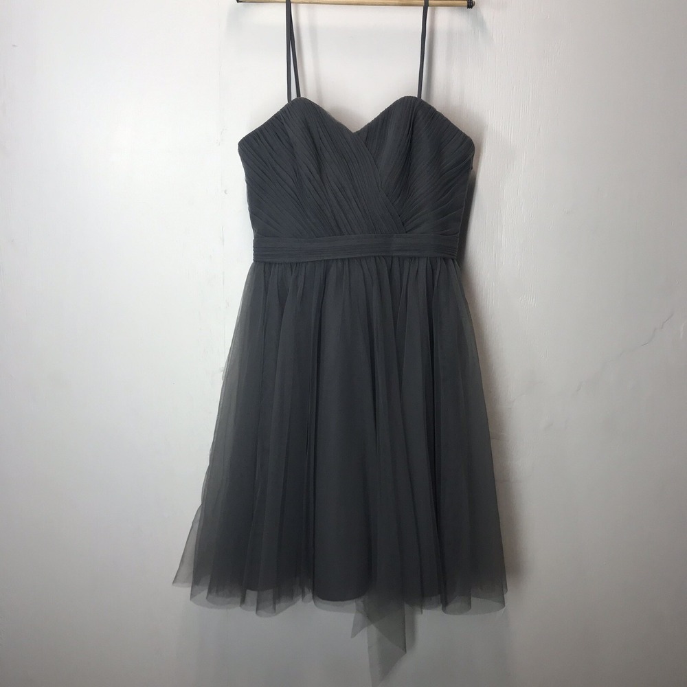 NWT‎ Sorella Vita Sz 12 Dark Gray Women's Spaghetti Strap Pleated Mini Dress